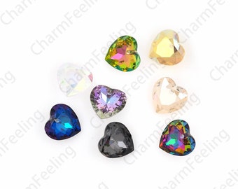 672PCS  Crystal Necklace, 6432 Heart-Shaped Cut Pendant, Crystal AB, Multi-Color Optional, DIY Jewelry Crystal Accessories