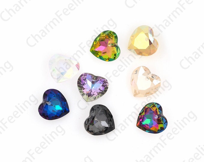 672PCS  Crystal Necklace, 6432 Heart-Shaped Cut Pendant, Crystal AB, Multi-Color Optional, DIY Jewelry Crystal Accessories