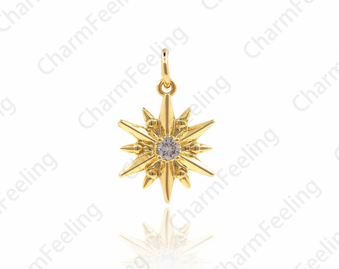 Micro-Pave Polaris Pendant, Polaris Charm, Venus Necklace, Polaris Pendant, Polaris Necklace 19.5×12.2×3.8mm 1pcs