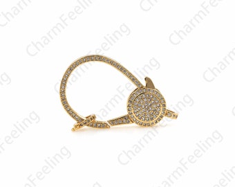 Micro-Pave Large Lobster Clasp, Necklace Clasp, CZ Lobster Clasp, DIY Jewelry Making Accessories 45.5x22.4x6.8mm 1pcs