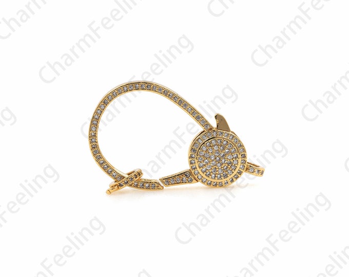 Micro-Pave Large Lobster Clasp, Necklace Clasp, CZ Lobster Clasp, DIY Jewelry Making Accessories 45.5x22.4x6.8mm 1pcs