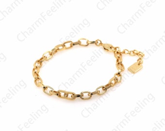 18K Gold Filled Box Bracelet Men's Bracelet Bar Bracelet Mailer Pin Bracelet Square Box Bracelet 17CM