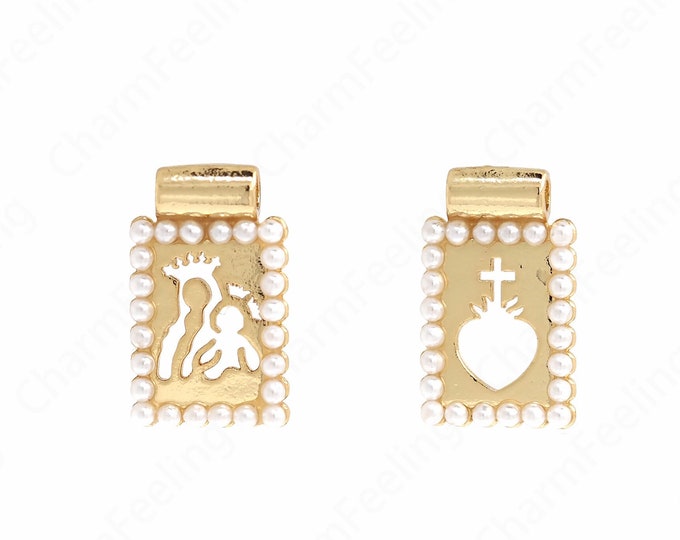 18K Gold Filled Christian Charm,Cross Necklace,kids Charm,Square Cross Pendant, DIY Jewelry Accessories, 16x10x2.2mm