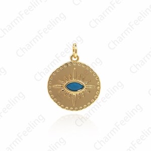 18K Gold filled Rundauge Anhänger, Auge Anhänger, Griechischer Augen Charm, DIY Schmuckherstellung Zubehör 22x18x2mm 1Stk