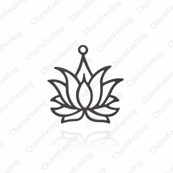 Pendentif Lotus, amateurs de yoga, illumination, chakras, collier de lotus en laiton, accessoires de bricolage 38×37x1.2mm 1pcs