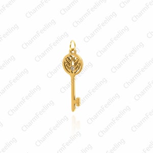 Stainless steel key pendant,gold key necklace,key charm 32.7x10x1.2mm  1pcs