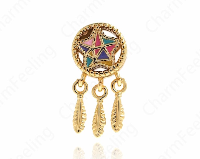 Enamel Star Spacer Beads, 18K Gold Filled Pentagram Beads, Tassel Star Beads, Necklace Beads, DIY Jewelry Supplies, 22.5x11x6.6mm