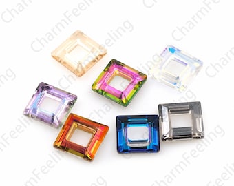 224pcs  Square Crystal Pendant,4439 Crystal AB,Square Ring Crystal,Multi-Color Optional,DIY Bracelet,Necklace,Earring Accessories