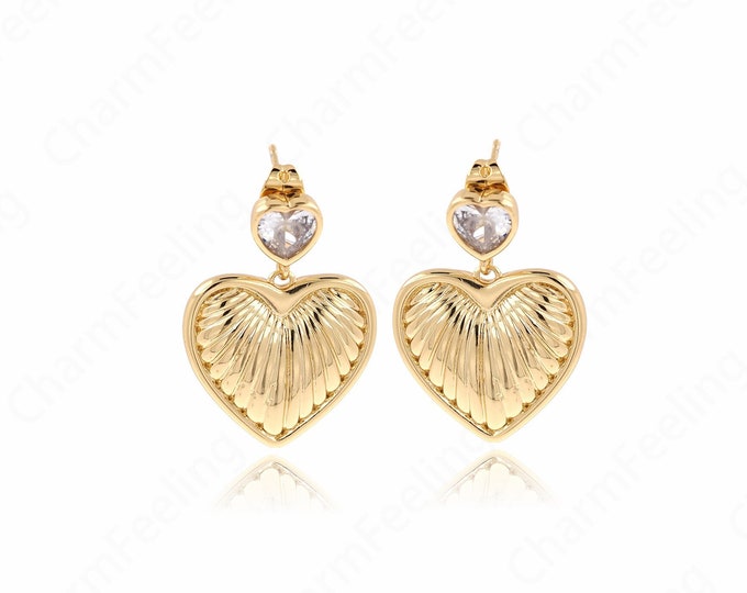 Dainty Love Earrings, 18K Gold Filled Heart Earrings, Gift for Her,DIY Jewelry Accessories,27x20x3mm