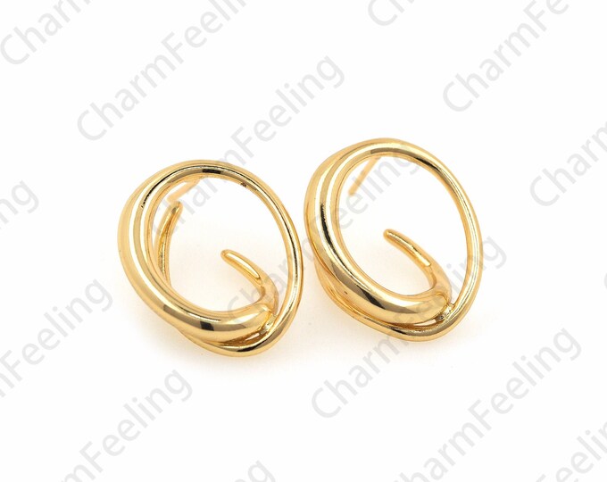 18K Gold Filled Cross Cartilage Earrings, Gold Cartilage Earrings, Pierced Earrings, Cross Line Earrings, Gold Earrings Jewelry 1 Pair