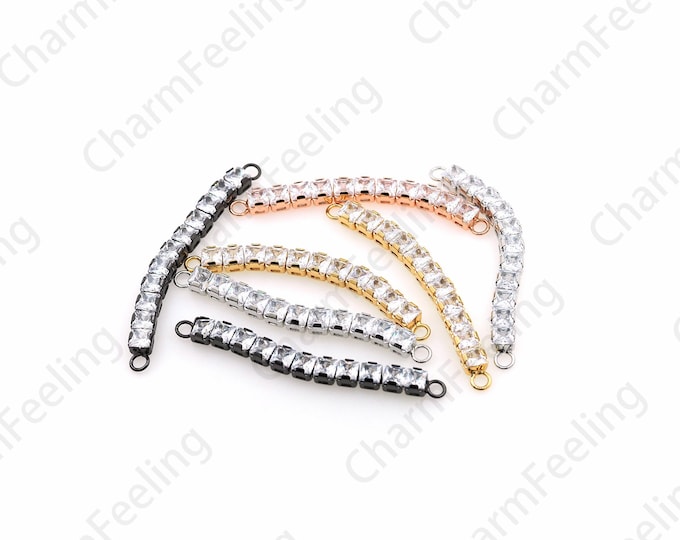 18K Gold Filled Bracelet, Micropavé CZ Tennis Player Link, CZ Tennis Bracelet, CZ Bracelet, Ladies Bracelet, Gold Bracelet, 4.7x55x4mm