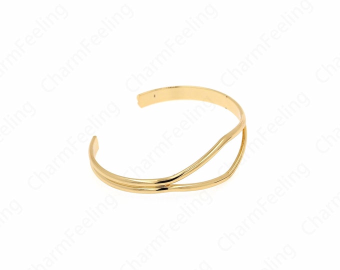 18K Gold Filled Open Bracelet, Simple Bracelet, Adjustable Bracelet, Gift for Her, Modern Bracelet,17cm