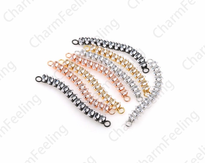 Micropavé CZ Gold Bracelet, Ladies Bracelet, 18K Gold Filled Classic Tennis Bracelet, DIY Bracelet Necklace Accessories, 6x55x3.4mm