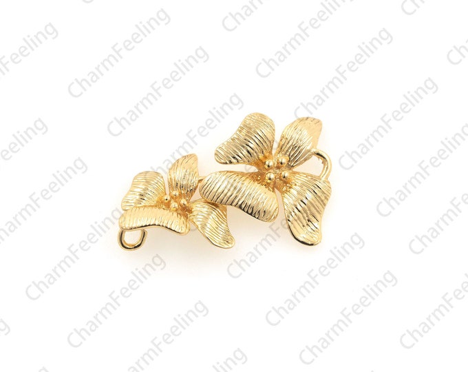 Flower and leaf pendant, gold flower pendant, rose connector, flower pendant, used for jewelry products  24.8x15x2.9mm 1pcs