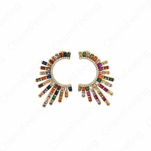 1 paar, Zirkoon oorbellen, vleugels oorbellen, Micropavé CZ Crescent oorbellen, 18K goud gevulde maan oorbellen, een cadeau voor haar, 36x24x2.5mm
