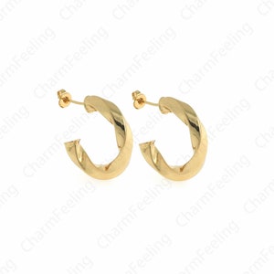 Twist Earrings, Gold Earrings, Earring Charm,18K Gold Filled Round Twist Earrings,Gold Earrings, Gift for Her,25.5x5mm