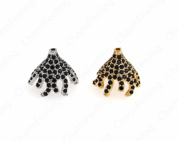 18K Gold Filled Flower Bead Caps,Pearl Caps,Micropavé CZ Round Bead Caps,Flower Spacer Jewelry, Brass Caps,DIY Gold Jewelry Making,15x17mm