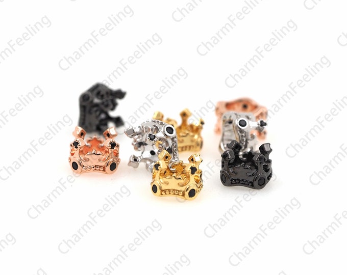 Mini crown beads, CZ crown beads, crown pendants, crown pendants, spacer beads, DIY beaded accessories  59×8.3mm Hole 5.5mm  1pcs