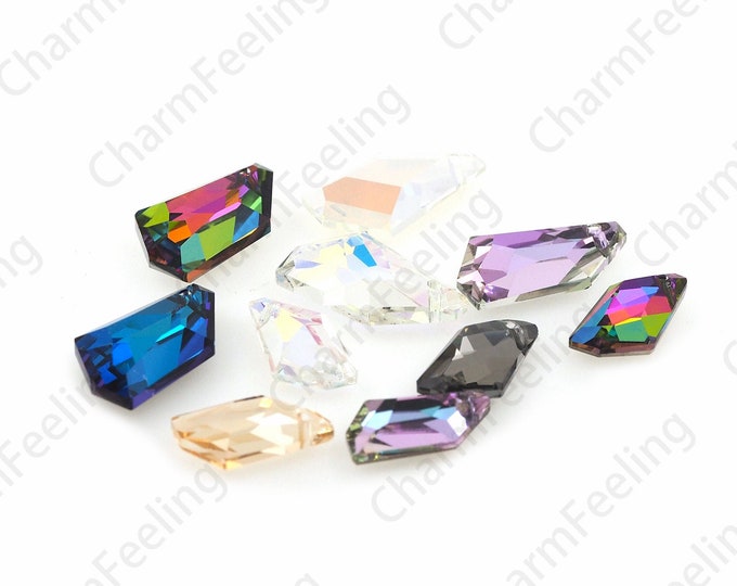144pcs Geometric Pendant, Crystal Pendant Necklace, Crystal AB, Multi-Color Optional, DIY Jewelry Crystal Accessories