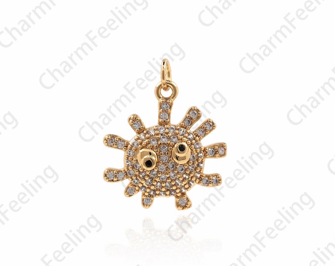 Bacteria Pendant, Bio Jewelry, Filled Gold Bio Charm, Covid-19 Pendant, DIY Jewelry Making Accessories 18.5x15x3.7mm 1pcs