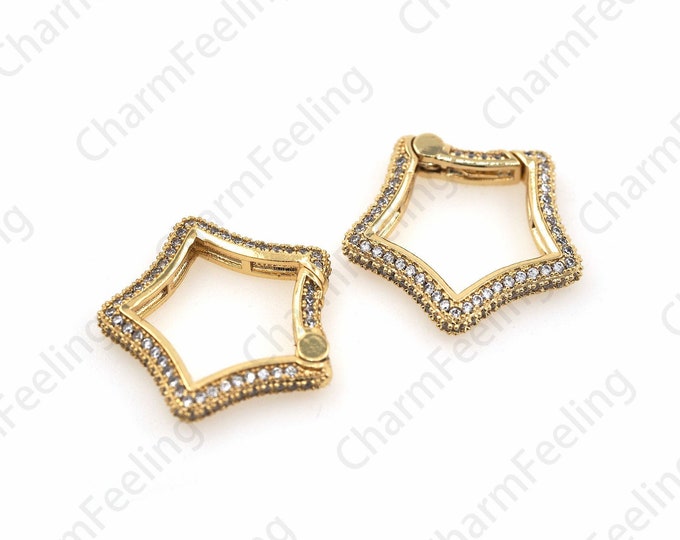 Micro-Pave Star Clasp, Star charm, Star Link Clasp, Jewelry Clasp, Spring Clasp, DIY Jewelry Making Accessories 21x22x3.3mm 1pcs