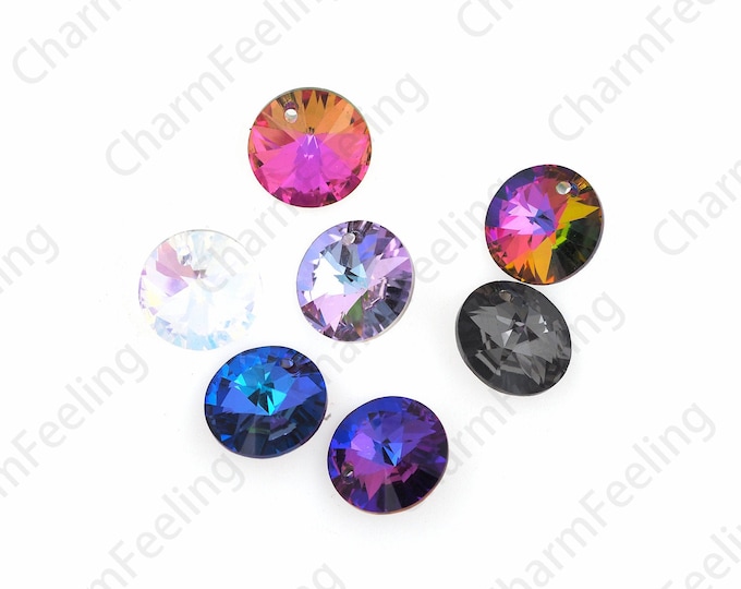 1440pcs  Crystal Pendant, Metal Disc Crystal Pendant, 6428 Pendant Necklace, A Variety Of Colors Available