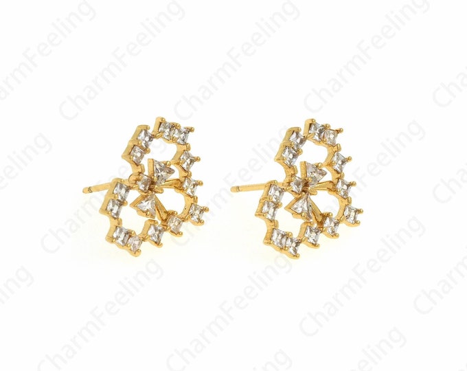 1 Pair,Heart Stud Earrings, Micropavé CZ Love Earrings,18K Gold Filled Love Earrings,Pierced Earrings,DIY Jewelry Accessories,18x14.2x2.3mm