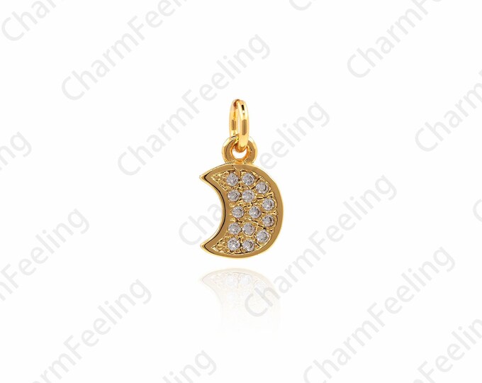 Small Moon Pendant, Exquisite Gold Moon Charm, Moon Necklace, DIY Jewelry Making Accessories 11.9x6.3x1.2mm 1pcs