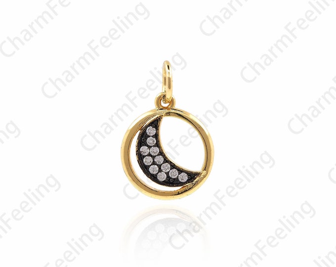 Black Hollow Moon Pendant, Crescent Bracelet, Gold Moon Charm, DIY Jewelry Making Accessories 16.2x10.8x1.7mm 1pcs