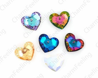 120pcs Heart-Shaped Crystal Pendant, 6264 Crystal Pendant, Heart-Shaped Cut Pendant, Multi-Color Optional, Crystal AB