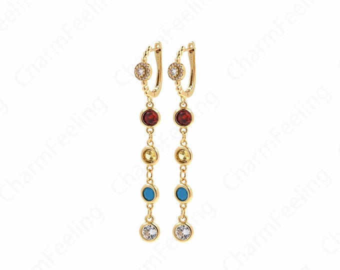 Boho Earrings,Micropavé CZ Fringe Earrings,Bar Earrings,Drop Earrings, 18K Gold Filled Long Earrings, DIY Jewelry Supplies,64x14x5.5mm