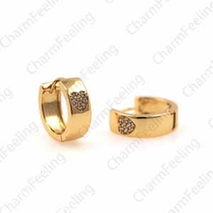18K Gold Filled Heart Earrings, Love Earrings, Hoop, DIY Jewelry Accessories 13x14mm 1 pair