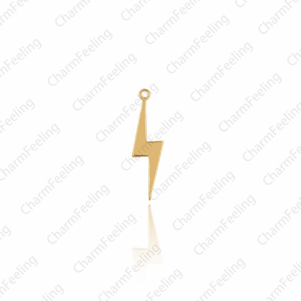 charme éclair, foudre coup de tonnerre trouver charme, Or Rempli de foudre Pendentif 18,4×4.8×1mm 1pcs