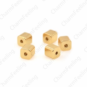 Gold Filled Square Spacer Beads, Brass Square Beads, Metal Beads, Bracelet Beads, DIY Jewelry Making Accessories 5x5x5mm 1pcs