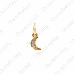 CZ Mini Moon Pendant, Micro Pave Moon, Crescent Charm, Crescent Necklace, DIY Jewelry Making Accessories 12x4.4x1.3mm 1pcs