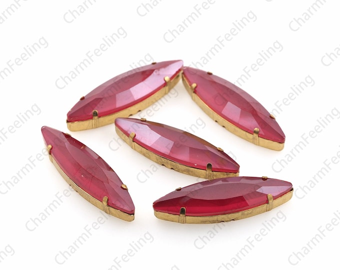 10pcs, Crystal AB, Crystal, Sewn Glass Crystal With Gold Claws, Flat Back Crystal Rhinestone 13x47mm