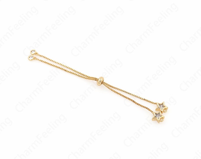 18K Gold Filled Star Chain Adjuster, Lobster Claw Clasp Jewelry Extension Chain, DIY Necklace Bracelet Tail Chain Accessories, 6cm