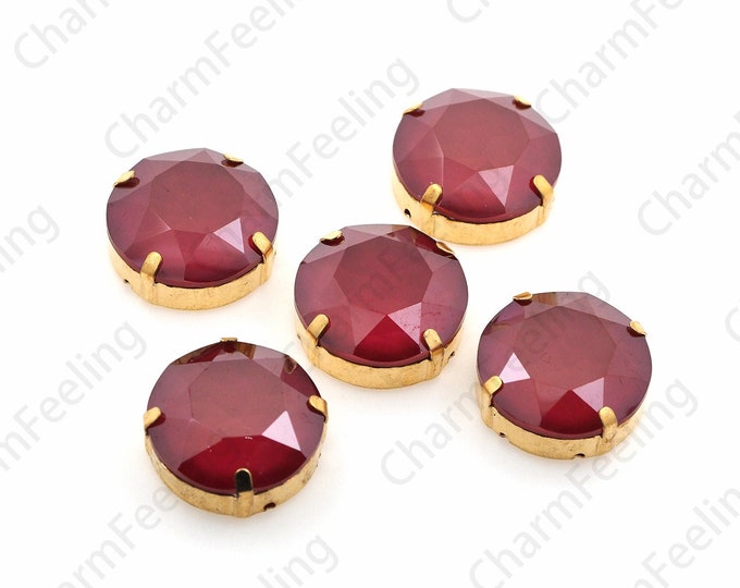 10pcs, Flat Back Gem Crystal Rhinestones With Golden Claws,Round Stitched Crystals,Crystal Rhinestones Stitched Rhinestone Glass Beads 25mm