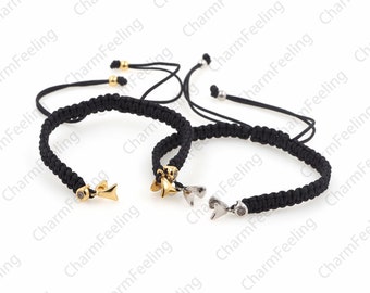 Cz semi-finished bracelet, Woven Bracelet，minimalist jewelry, semi-finished woven bracelet, black handmade bracelet 1pcs