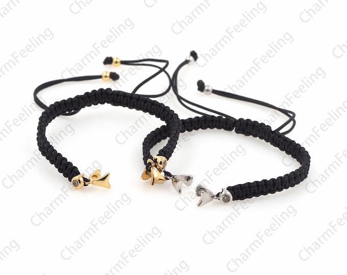 Cz semi-finished bracelet, Woven Bracelet，minimalist jewelry, semi-finished woven bracelet, black handmade bracelet 1pcs