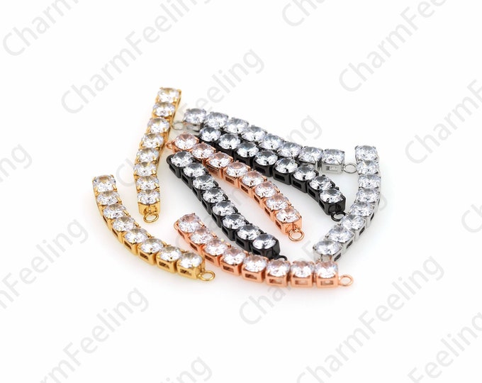18K Gold Filled Silver Connector, Micro Pavé CZ Tennis Bracelet, Silver Tennis Bracelet, Ladies Bracelet, Gold Bracelet, 6x55x5mm