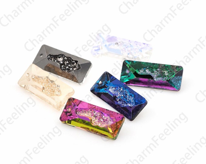 90pcs  Rectangular Crystal Pendant, 6925 Crystal Pendant Necklace, Crystal AB, Classic Cut Crystal, Multi-Color Optional