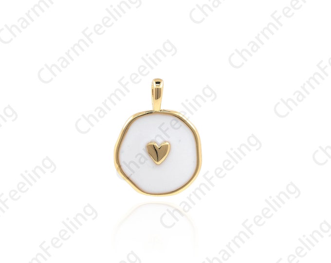 Enamel Heart Pendant, Enamel Heart Necklace, Heart Charm, Enamel Heart, DIY Jewelry Making Accessories 18.2×13.7×2.2mm 1pcs
