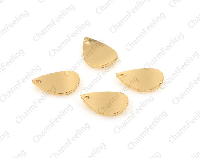 gold drop shape pendant,gold teardrop pendant,Shiny Gold Drop Charms 15x10.3x2.3mm 1pcs