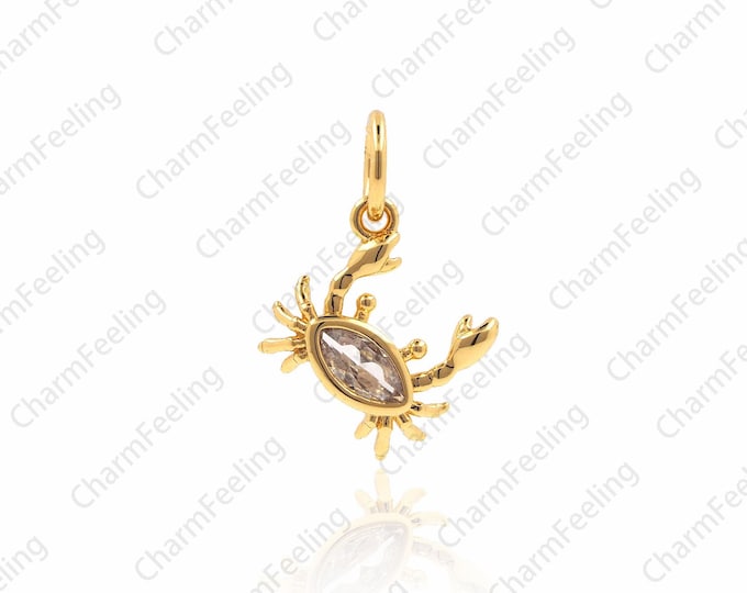 Crab charm ，Necklace Charm，marine life，DIY Jewelry Supply 15x10mm 1pcs