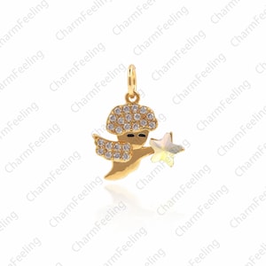 Cupid Pendant，Star Charm ， CZ Pave Charms for Jewelry Making 15x12x1.8mm 1pcs
