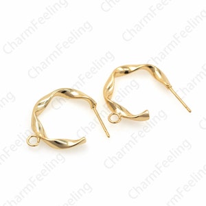18K Filled Gold Huggie, With Open Chain Ring Earrings On The Back Can Be Manufactured, Earring Component, Crafted Earrings 24mm 1pair