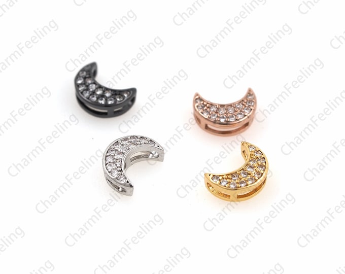 CZ Crescent Beads, Moon Charm, Moon Beads, Beads, Moon Jewelry, DIY Beaded Accessories 7.9x5.9x3.3mm  1pcs