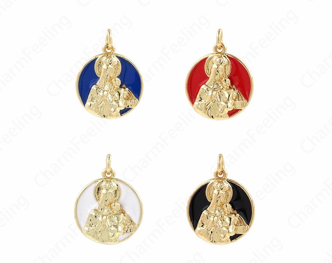 Enamel Charm,Virgin Mary Necklace, Exquisite Virgin Mary Pendant, Saint Guadalupe Medal, Religious Jewelry 21x14x3.5mm