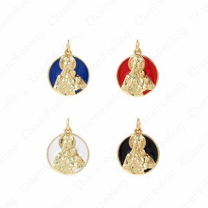 Enamel Charm,Virgin Mary Necklace, Exquisite Virgin Mary Pendant, Saint Guadalupe Medal, Religious Jewelry 21x14x3.5mm